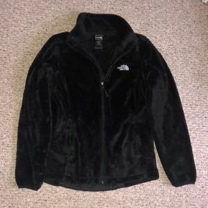 Women’s North face black furry fall jacket